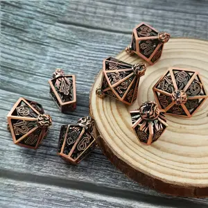 Jogo de dados de mesa red Flame Red Metal em massa Dnd para presente TRGP dados esqueleto