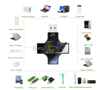 Testeur USB PD 12-en-1 couleur, voltmètre numérique DC, ampèremètre de type C, détecteur de courant et de tension pour réparation de téléphones