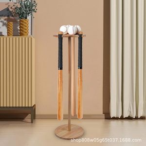 Soporte de madera para bate de béisbol, estante de exhibición de madera maciza para el hogar, sala de estar, almacenamiento en el suelo, 31x29x10cm, color natural - Product Image 2