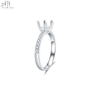 แหวนเพชรแท้ครึ่งวง ดีไซน์โรแมนติก ทองคำขาว 18K แท้ ขายดี สำหรับผู้หญิง เหมาะสำหรับเป็นแหวนหมั้น - Product Image 4