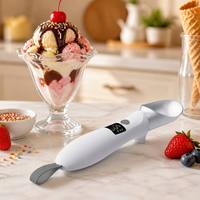 Cuchara Eléctrica para Helado con Calefacción, Cabeza de Aleación de Aluminio con Revestimiento Cerámico, Pantalla Digital de Temperatura y Batería, Apagado Automático