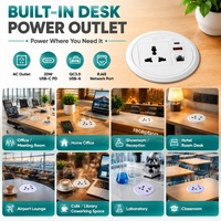 Prise à œillets de bureau UK/EU avec charge sans fil pour bande d'alimentation encastrée dans la maison de bureau