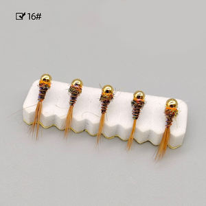 Gabarit de tungstène brun perdigon nymphes faisan queue mouche Euro nymphe naufrage rapide <span class=keywords><strong>truite</strong></span> pêche <span class=keywords><strong>leurre</strong></span> mouches artificiel insecte appât - Product Image 5