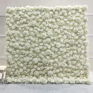 GNW-fondo personalizado para decoración de boda, tela de plástico, blanco, rosa, glicina, seda Artificial, enrollado, flor de pared