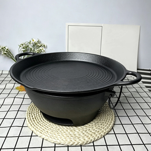 Gril coréen en <span class=keywords><strong>fonte</strong></span> pour barbecue, cuisinière à gaz de table, plaque de cuisson Hibachi, ensemble d'ustensiles de cuisson sain au design innovant pour Hot Pot et grillades en intérieur - Product Image 3