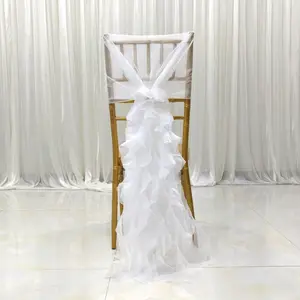 Polyester ribbon bow satin chair sashes wedding decoration