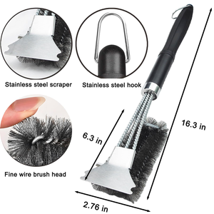 Simple Deluxe Grill Brush Scraper <b>BBQ</b> Stainless Steel Grill Cleaner Accessories Utensils for Cleaning with Exchangeable Handle - Product Image 2