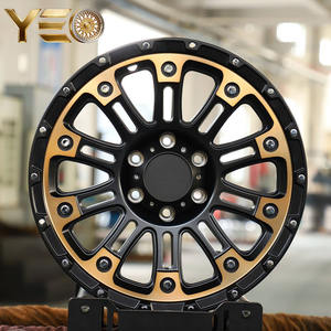 Ruedas de Aleación Forjadas <span class=keywords><strong>Wheelman</strong></span> Doradas y Negro Mate de 18 Pulgadas con Beadlock Todoterreno, Venta Directa de Fábrica en China - Product Image 1