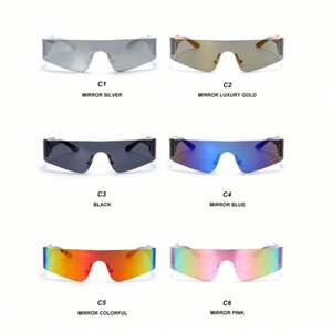 Gafas de Sol Deportivas de Una Pieza con Logotipo Personalizado, Lentes de Espejo, Sin Montura, Estilo Punk para Mujer - Product Image 5