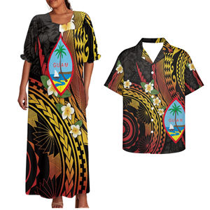 Trajes de pareja de Guam, vestido Tribal polinesio para mujer, camisas Puletasi tradicionales para hombres, <span class=keywords><strong>ropa</strong></span> a juego de pareja <span class=keywords><strong>joven</strong></span> de lujo - Product Image 2