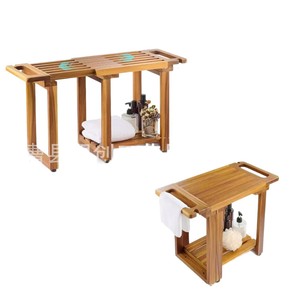 Wooden <b>Bathroom</b> <b>Stool</b> Extendable Shower Seat Multi Functional Step <b>Stool</b> For Home Bath Use - Product Image 1