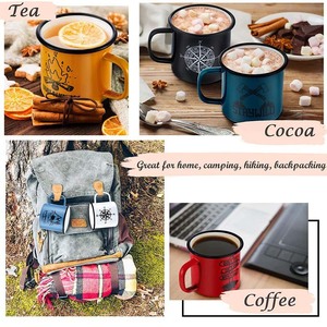 Tazas de Café y Té de Metal Esmaltado con Borde Enrollado, Reutilizables, con Logotipo Personalizado, para Camping, Sublimación, con Asa, Venta al Por Mayor - Product Image 4