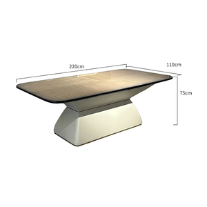 Bộ bàn ăn hiện đại <span class=keywords><strong>1</strong></span>+<span class=keywords><strong>6</strong></span> ghế thiết kế Châu Âu sang trọng mặt bàn đá cẩm thạch hình chữ nhật với tấm tre dùng cho nhà ở, nội thất phòng khách - Product Image 6