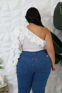 Camicetta in Chiffon a manica lunga da donna in Tulle tinta unita in Tulle asimmetrico in maglia Casual - Product Image 4