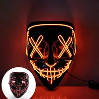 Mascarilla de halloween con luz led brillante, máscara facial de terror con sangre, color negro, HF 2022, gran oferta