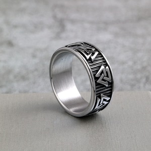 Yunnique Stainless Steel Viking Rune <b>Ring</b> Round Geometric Design <b>Plain</b> Men Women Hip Hop Jewelry Gift - Product Image 1