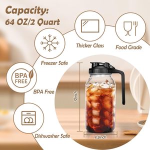 64 oz sữa mẹ bình 2 Quart miệng rộng Mason Jar không bị rò rỉ nước thủy tinh bình Kem <span class=keywords><strong>container</strong></span> cho bia lạnh - Product Image 3
