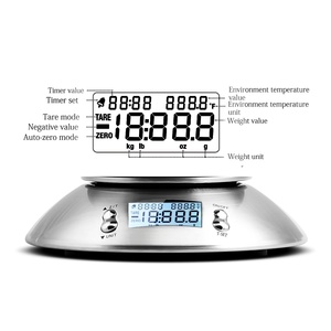 Balance multifonction en acier inoxydable avec alarme, minuterie, thermomètre numérique, balance de cuisine, balance alimentaire avec grand bol - Product Image 4