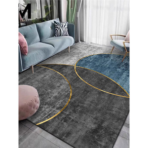 Tapis géométrique de style nordique, rectangulaire, antidérapant, en fibres chimiques, pour salon, canapé, table basse, décoration de la maison, gris doré - Product Image 2