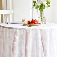 Nappe rectangulaire en dentelle blanche creuse de style français, 100% polyester, écologique, brodée, antidérapante, personnalisable, marque RUNXI