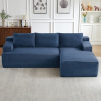 Canapé d'angle en velours côtelé de luxe au design moderne, ensemble de canapés compressés en forme de L, canapé durable sans armature pour salon, en vente