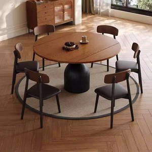 Vintage Style <b>Solid</b> <b>Wood</b> Extendable <b>Round</b> <b>Dining</b> <b>Table</b> 6 Piece Set For <b>Dining</b> Room - Product Image 4