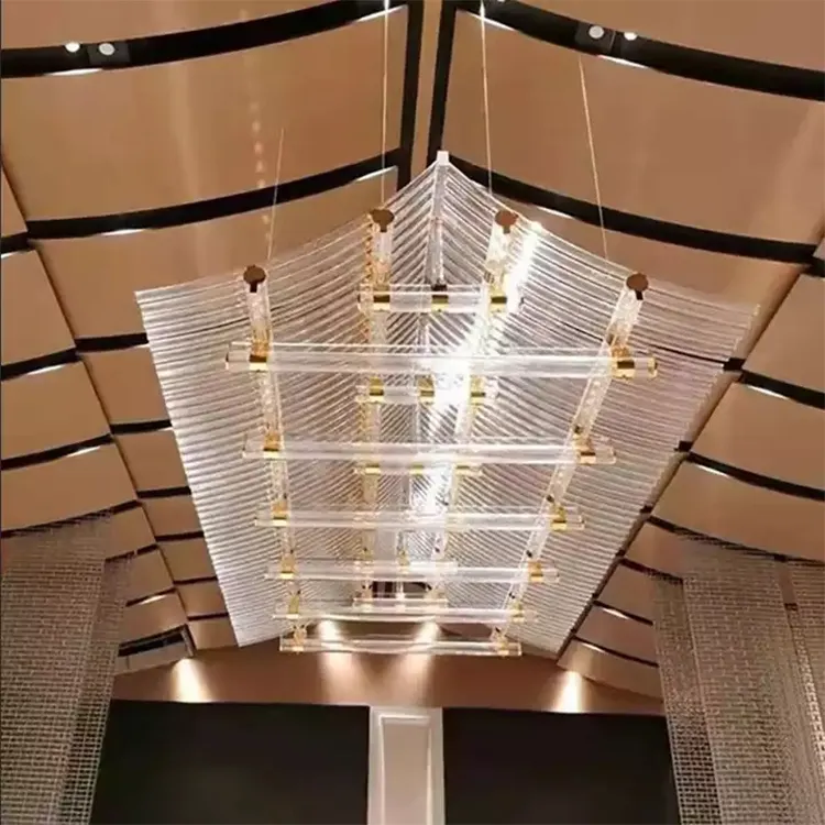 Acquista lampadario illuminazione professionale fabbrica villa progetto personalizzato scala in vetro di lusso lampadario a led
