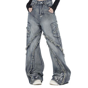 Xjd ג 'ינס הספק ג' ינס מותאם אישית לגברים בייגי ג 'ינס בדים שטופים כבדים מובנה קצה רחוב היפ הופ רחוב ג' ינס - Product Image 3