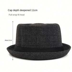 Sombrero Fedora de Algodón Estilo Caballero con Rayas, Estilo Retro Británico de Jazz para Hombre y Mujer, Invierno - Product Image 2