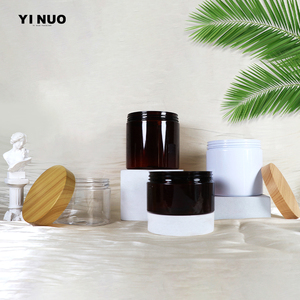 Envase cosmético vacío 30ml 50ml 80ml 100ml 150ml 500ml Frascos de plástico PET esmerilado transparente con tapas de aluminio de bambú Dia 47mm - Product Image 5