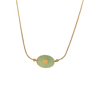 Tarnish-Free <strong>Boho</strong> Stainless Steel Snake Chain Choker Trendy Natural Amazonite Beads Stacking <strong>Necklace</strong> with Diamond Main Stone - Product Image 5