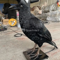 Statue de Corbeau Animatronique Réaliste Grandeur Nature, Sculpture de Corbeau de Simulation, Décoration d'Intérieur pour Halloween, Maison Hantée, Thème Sombre, Accessoire de Décoration