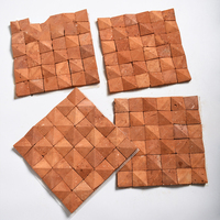 Tuiles de mosaïque en briques rouges 3D, panneaux muraux en terre cuite montés sur filet, style rustique