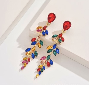 European American Women's Versatile Alloy Diamond <b>Earrings</b> Long Wheat Cross-Border <b>Fashion</b> <b>Hoop</b> Ear Gifts Wholesale 2463 - Product Image 1