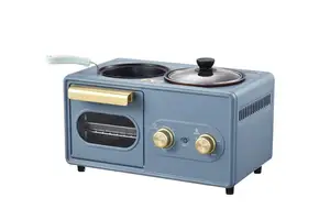 3 In1 Ontbijtset Broodrooster Oven, Kookpot En Koekenpan, Ontbijtmaker Oven Elektrisch 3 In 1 Mini Elektrische Oven - Product Image 4