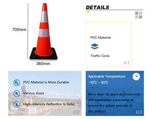 28 pouces Haute Visibilité Noir Base <span class=keywords><strong>Triangle</strong></span> Mini Cônes de <span class=keywords><strong>Signalisation</strong></span> - Product Image 4