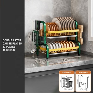 省スペース耐久性のあるステンレス鋼キッチンカウンターボウルカトラリー器具プレートホルダーレストラン皿乾燥ラック - Product Image 2