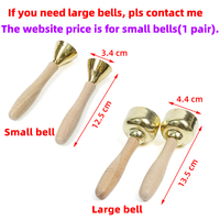 Whoesale 1 Pair Percussion Toy Wood Handle Instrument Musical Instruments Hand Bells Set for Preschool Music Teaching Tools