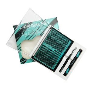 Kit de extensión de pestañas Diy con logotipo de embalaje personalizado segmento precortado pestañas postizas 50D 100D racimos de pestañas al por mayor conjunto de pestañas de racimo - Product Image 4