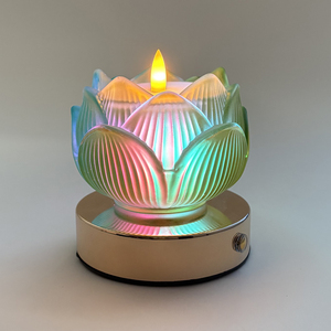 Glowing Lotus <strong>Oil</strong> <strong>Lamp</strong> Ever-Burning <strong>Lamp</strong> - Buddha Worship <strong>Lamp</strong> <strong>Lamp</strong> For Offering Zen-Inspired Creative Decoration For Home Use - Product Image 1