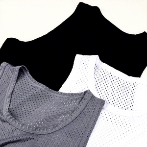 Canotta da <span class=keywords><strong>uomo</strong></span> in seta ghiaccio, sottile, in maglia a rete, sportiva, fitness, ad asciugatura rapida, casual, tinta unita, senza maniche, vestibilità slim - Product Image 4