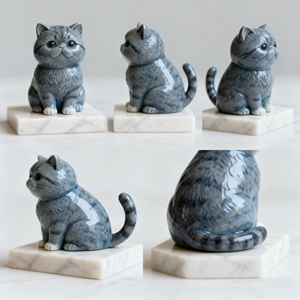 Figura de <span class=keywords><strong>Gato</strong></span> Tabby <span class=keywords><strong>Gris</strong></span> Hecha a Mano con Resina, Linda Estatua de Gatito para Decoración del Hogar - Product Image 2