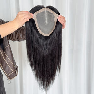 Full Hand <b>Tied</b> 6x8 Base Mono With PU Around Natural Colors Mono Topper With Clips Mono Base Topper for Women Big Hair Loss - Product Image 4