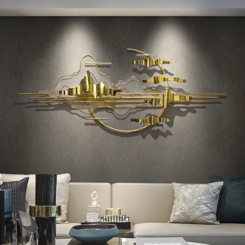 135 x 56 gold Metall Kunsthandwerk Dekoration Wohnzimmer Wand kreatives Eisenlicht Luxus Wandkunst hängen Dropshipping Produkte 2024