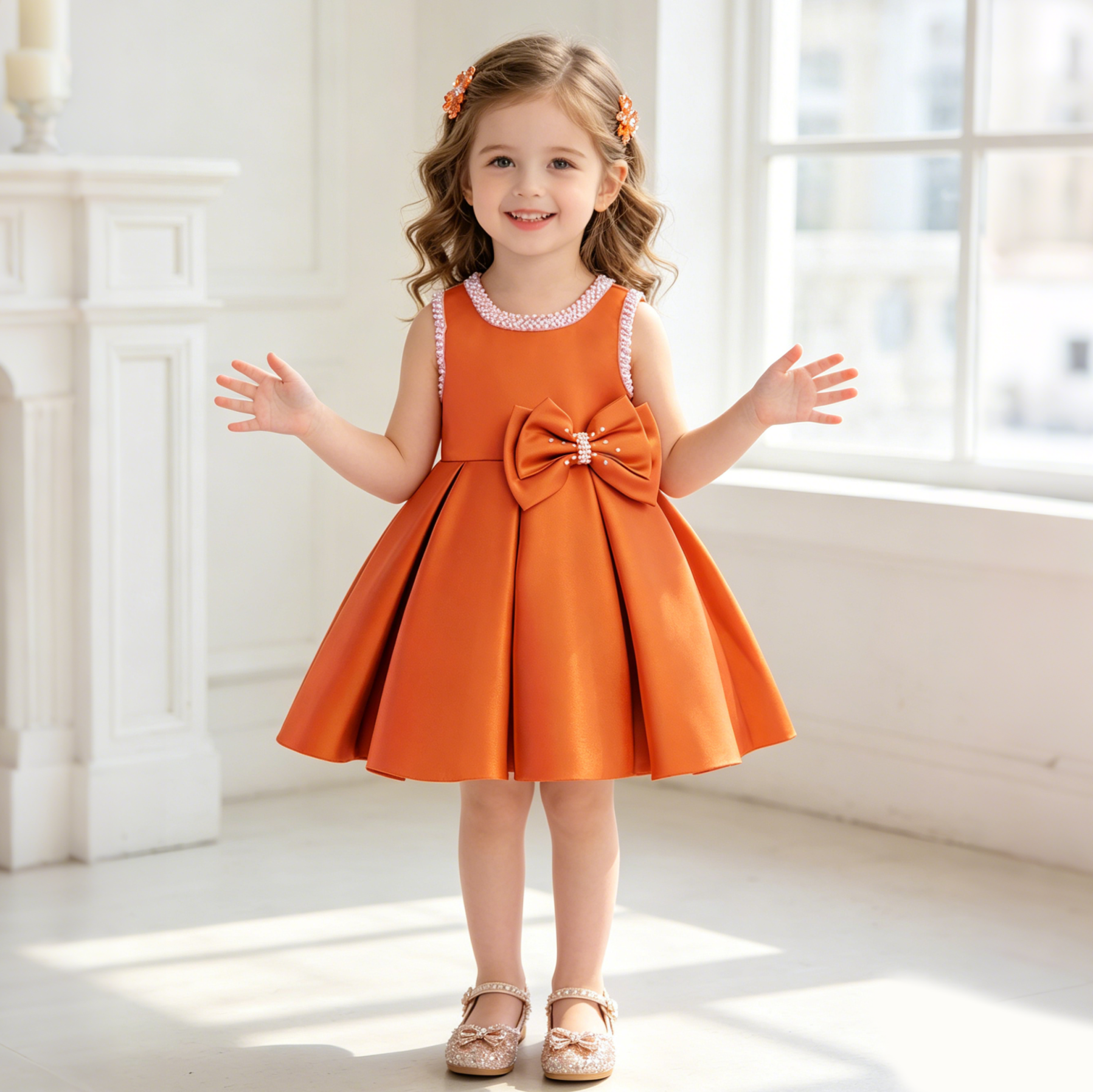 open lace back dress Girls' Shoulder-Tie Smocked Dress main image 1