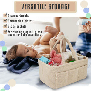 Portable <b>Storage</b> <b>Basket</b> Plush Baby Diaper Bag Washable Baby Diaper Caddy Organizer Mummy Bag Baby Diaper Caddy Organizer - Product Image 6