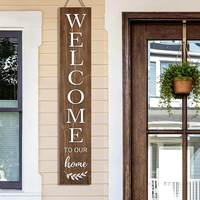 Panneau de bienvenue d'automne pour porte d'entrée, panneau de porche en bois brun de 47 pouces, grand panneau de porte avec message de bienvenue chaleureux, panneau de porche vertical style ferme