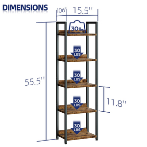Bookshelves Home Office 5 Tiers Bookcase <strong>Shelf</strong> Storage Organizer Free <strong>Standing</strong> Storage Shelving <strong>Unit</strong> for Bedroom Living Room - Product Image 2