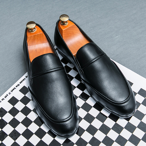 Cómodos zapatos Oxford de cuero para hombre Patrón sólido Formal Slip-On Estilo siguiente Gran promoción QS111A159 - Product Image 5