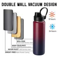 Bouteille d'eau isotherme en acier inoxydable à double paroi, personnalisable avec logo, pour extérieur et intérieur, anti-fuite, sans BPA, avec paille